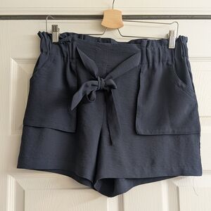 Women's Navy Blue Tie-Front Shorts